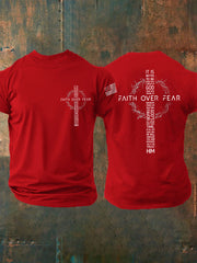 Men's Faith Over Fear USA Flag Print Casual Tee