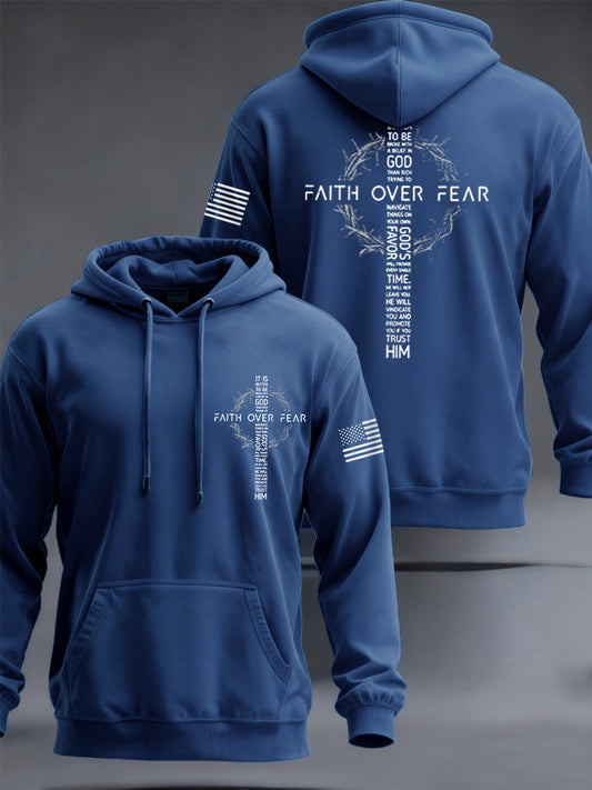 Men's Faith Over Fear USA Flag Print Casual Hoodie