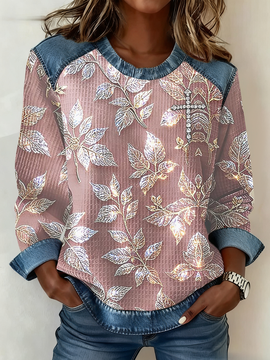Women's Floral Cross Print Casual Top