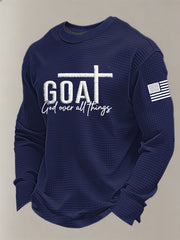 Men's Vintage God Over All Things Cross Waffle Long Sleeve T-Shirt