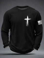 Men's Christian Cross Be strong and courageous sign Joshua 1:9  Waffle Long Sleeve T-Shirt