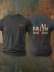 Men's Faith Over Fear Print Casual Short Sleeve T-Shirt