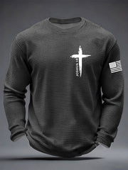 Men's Christian Cross Be strong and courageous sign Joshua 1:9  Waffle Long Sleeve T-Shirt