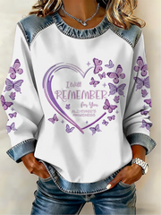 Women'S Casual Alzheimer'S "I Will Remember For You" Printed Sweatshirt