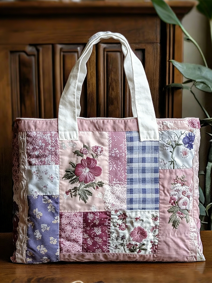 Women's Purple Floral Print Handbag