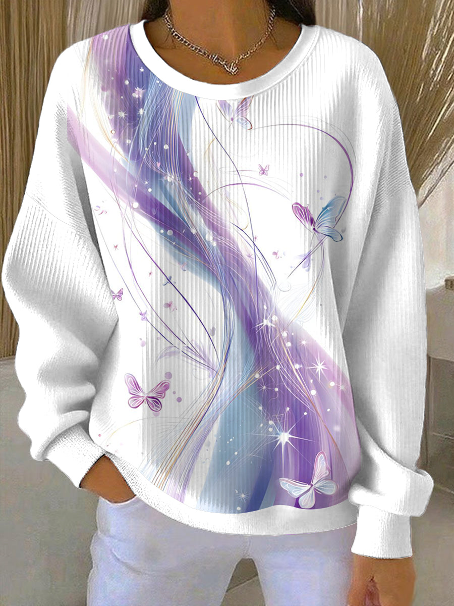 Women's Purple Art Print Casual Sweatshirt