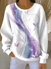 Women's Purple Art Print Casual Sweatshirt