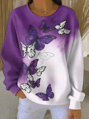 Women's Purple Art Print Casual Sweatshirt