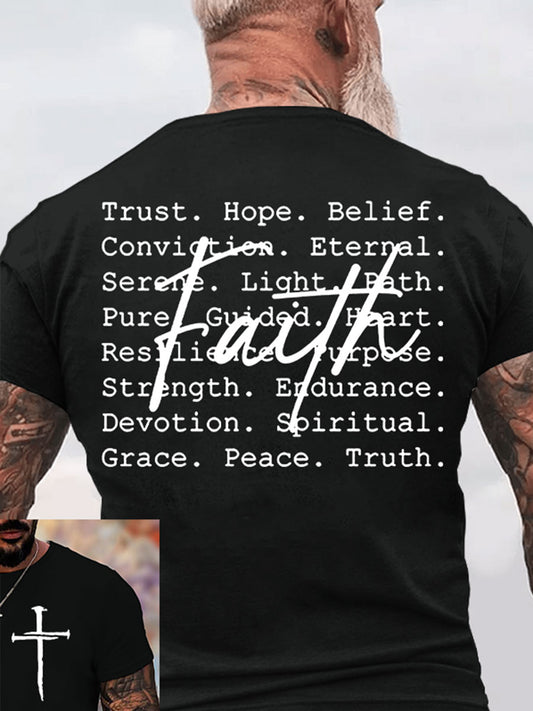 Men's Faith Trust Hope Belief Short Sleeves T-shirt