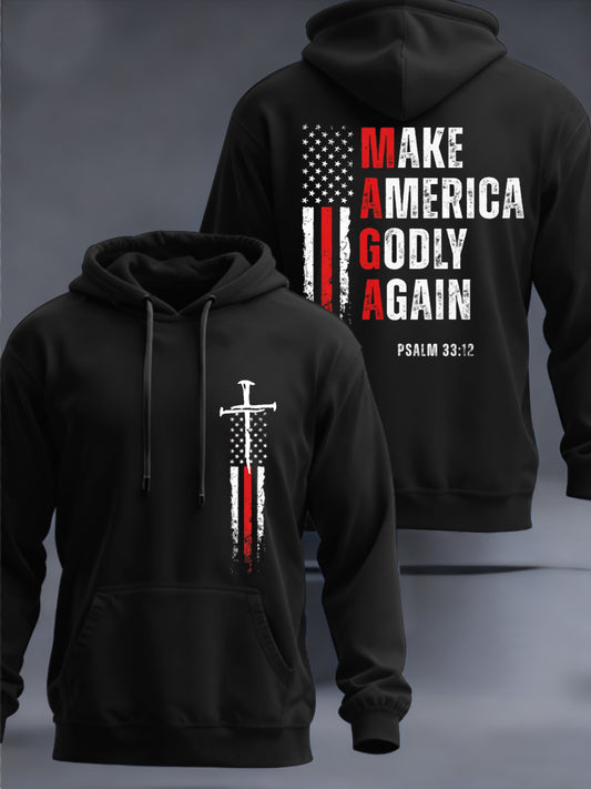 Men's Make America Godly Again Christian USA Pride Hooded Sweatshirt