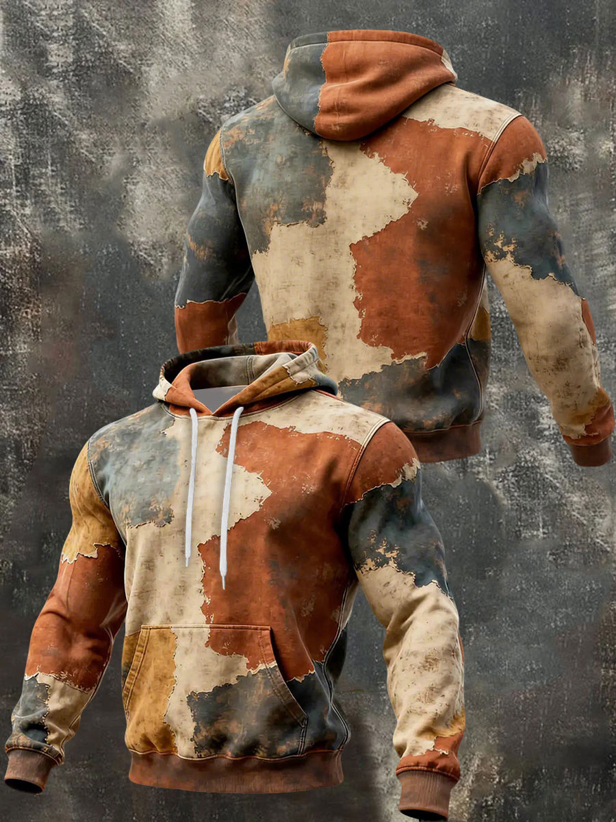 Men's Geometric Patterns Print Hoodie with Pocket