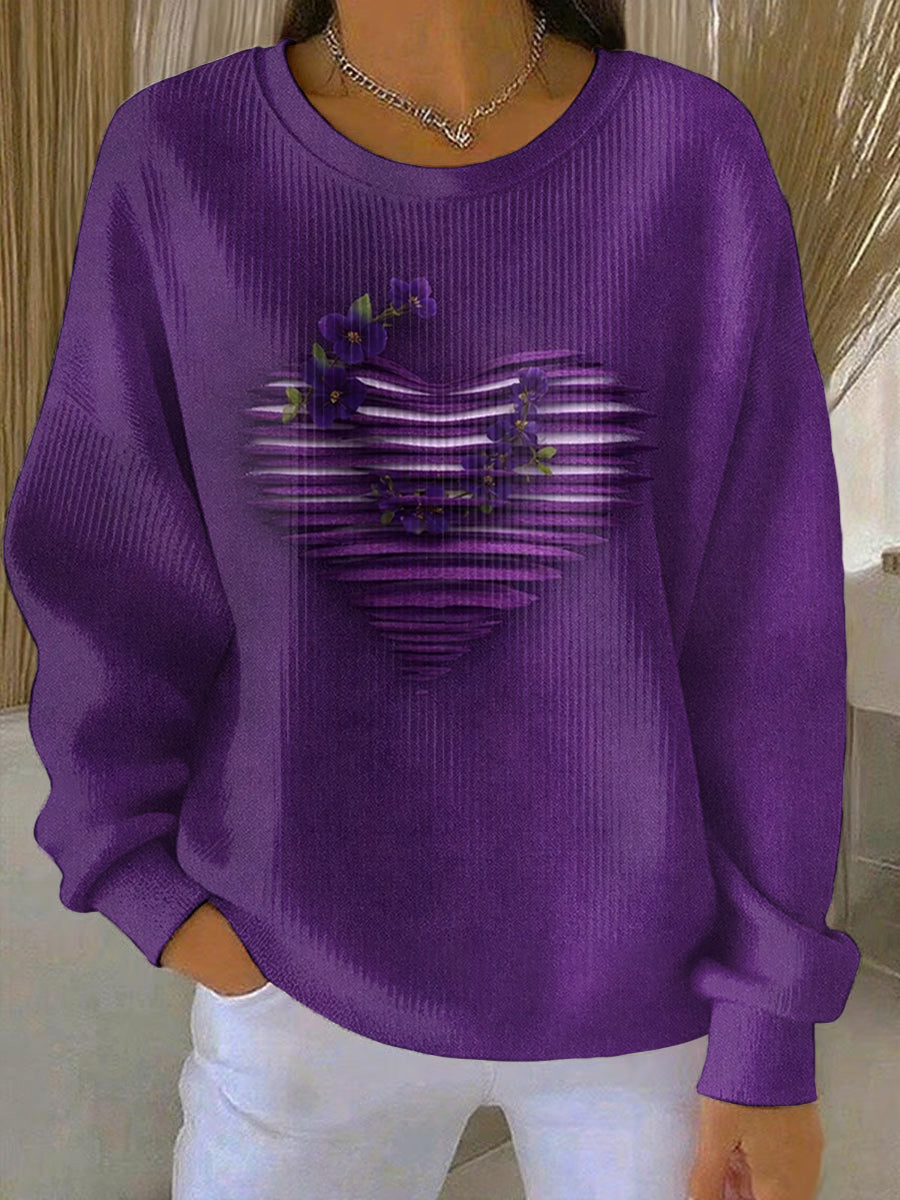 Women's Purple Art Print Casual Sweatshirt