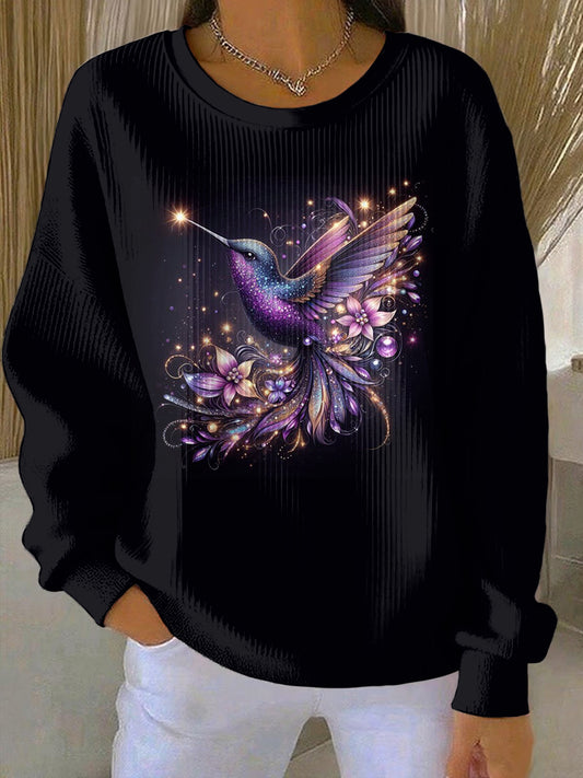 Women's Purple Art Print Casual Sweatshirt