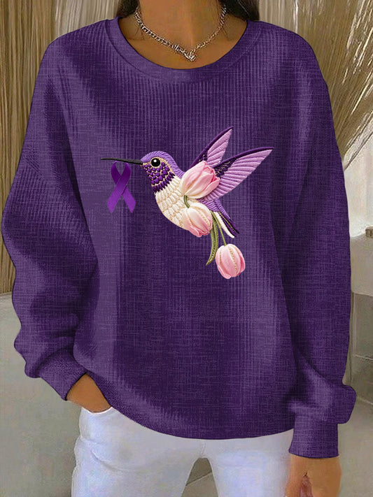 Women's Purple Art Print Casual Sweatshirt