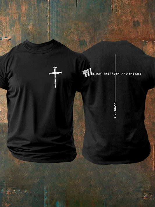 Men's Jesus The Way The Truth The Life John 14:6 Christian Cross Short Sleeve T-shirt