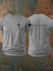 Men's Jesus The Way The Truth The Life John 14:6 Christian Cross Short Sleeve T-shirt
