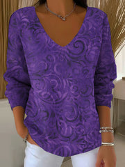 Women's Purple Art Printed Casual Top