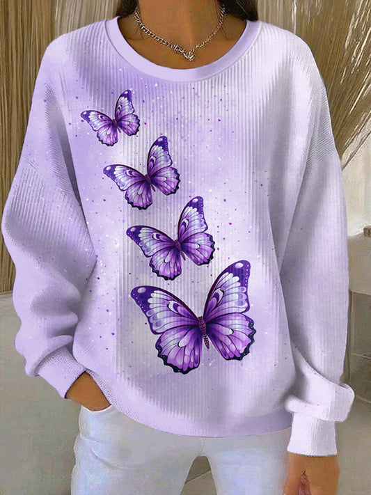 Women's Purple Art Print Casual Sweatshirt