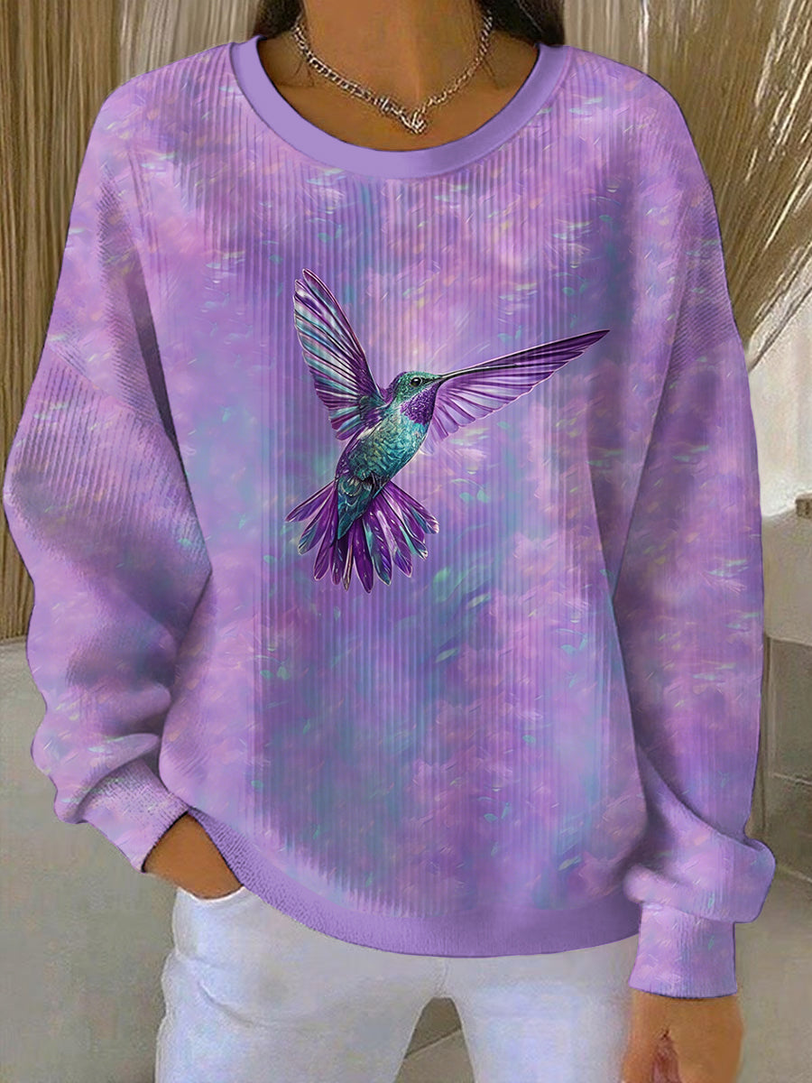 Women's Purple Art Print Casual Sweatshirt