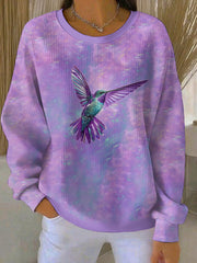 Women's Purple Art Print Casual Sweatshirt