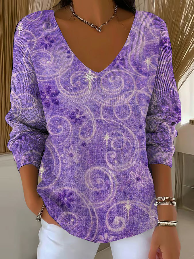 Women's Purple Art Printed Casual Top