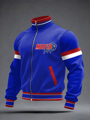 Men's Football Fans Gameday Print Casual Zipper Sweatshirt