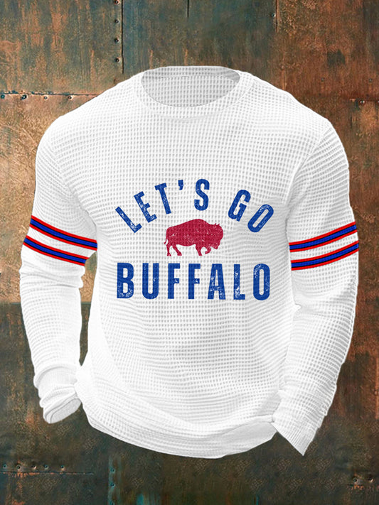 Men's Football Fans Lovers Gameday Casual Waffle Top