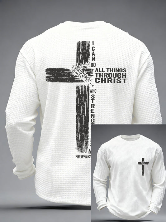 Men's Faith Cross Waffle Print Casual T-Shirt