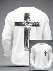 Men's Faith Cross Waffle Print Casual T-Shirt