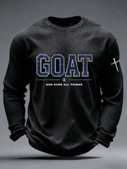 Men's GOAT God Over All Things Waffle Print Casual T-Shirt