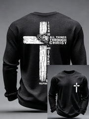 Men's Faith Cross Waffle Print Casual T-Shirt