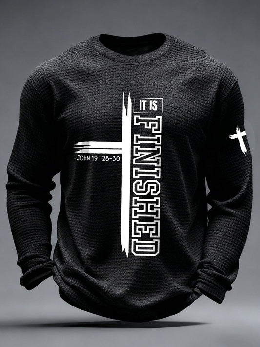 Men's It Is Finished Waffle Print Casual T-Shirt