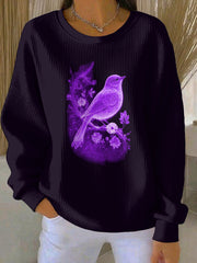 Women's Purple Art Print Casual Sweatshirt
