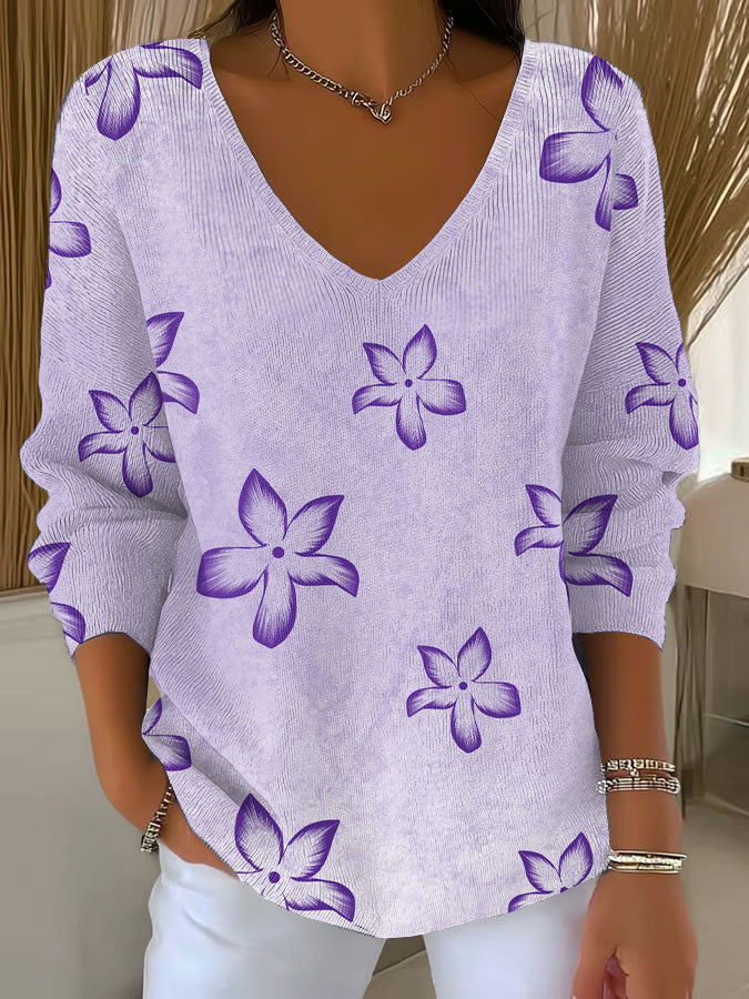 Women's Purple Art Printed Casual Top