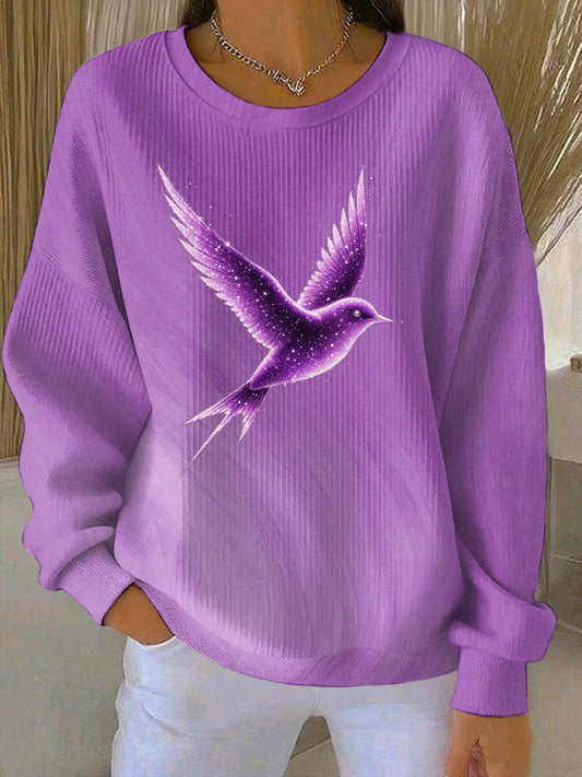 Women's Purple Art Print Casual Sweatshirt