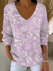Women's Purple Art Printed Casual Top