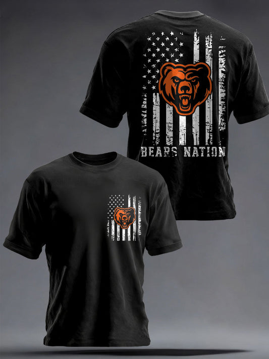 Men's Football Bears Nation Lover Printed  T-shirt