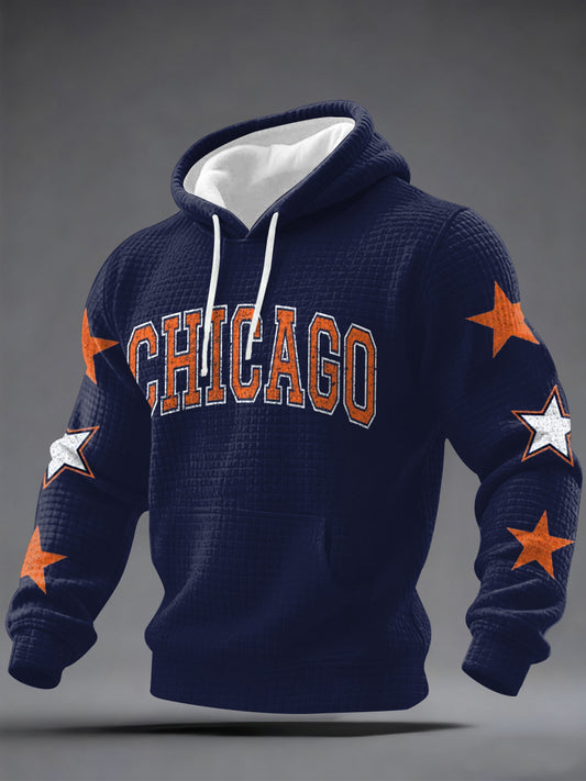 Men's Chicago Football Fans Gameday Casual Waffle Hoodie