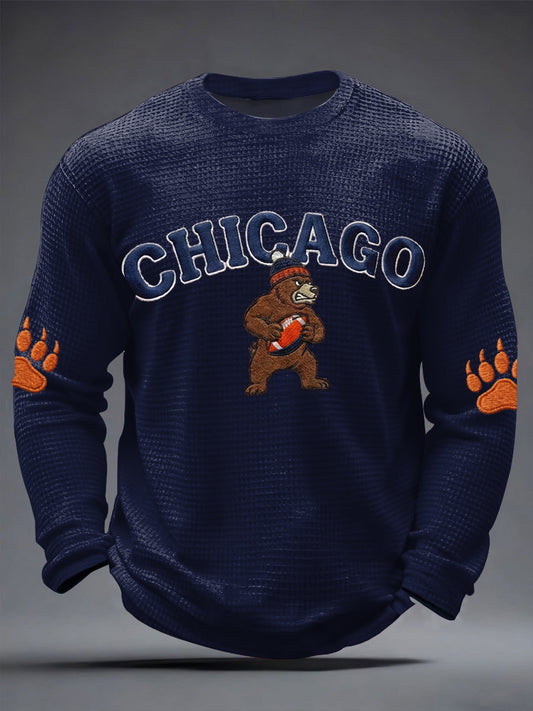 Men's Football Fans Gameday Casual Waffle Long Sleeve T-Shirt