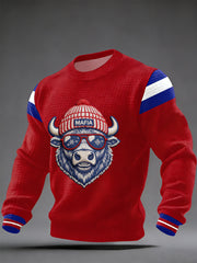 Men's Bills Mafia Football Fans Gameday Casual Waffle Sweatshirt