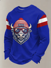 Men's Bills Mafia Football Fans Gameday Casual Waffle Long Sleeve T-Shirt