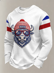Men's Bills Mafia Football Fans Gameday Casual Waffle Long Sleeve T-Shirt