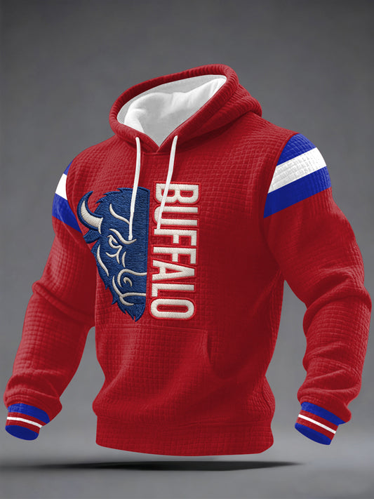Men's Buffalo Football Fans Gameday Casual Checkered Hoodie