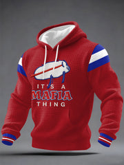 Men's It‘s A Mafia Thing Football Fans Gameday Casual Checkered Cotton Hoodie