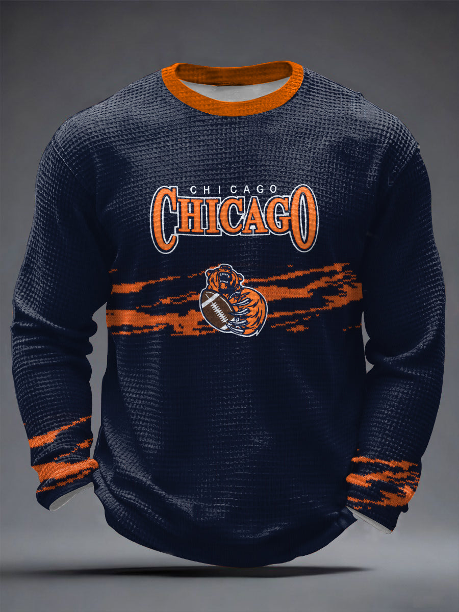Men's Football Fans Gameday Casual Waffle Long Sleeve T-Shirt