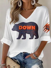 Women's Football Fans Gameday Casual Waffle T-shirt