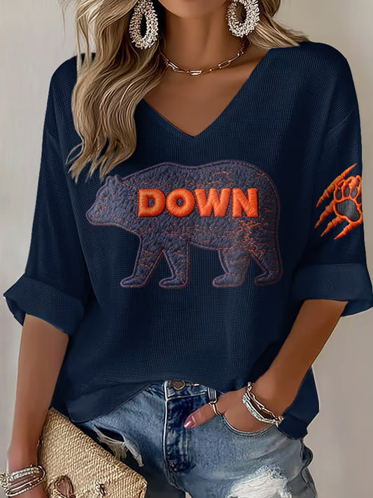 Women's Football Fans Gameday Casual Waffle T-shirt