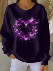 Women's Purple Art Print Casual Sweatshirt
