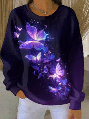 Women's Purple Art Print Casual Sweatshirt