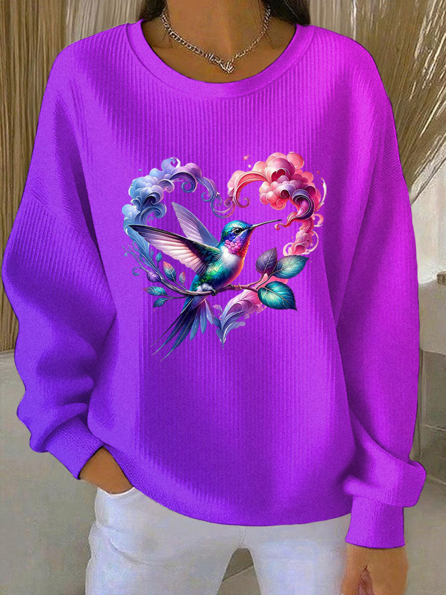 Women's Purple Art Print Casual Sweatshirt